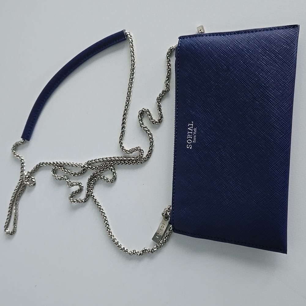 Sorial New York Navy Textured Wallet Size Crossbody Purse